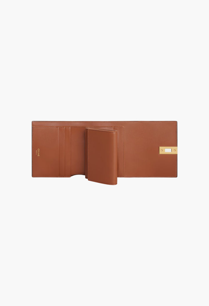Small Trifold Wallet 16 In Satinated Calfskin - GLAM MODA
