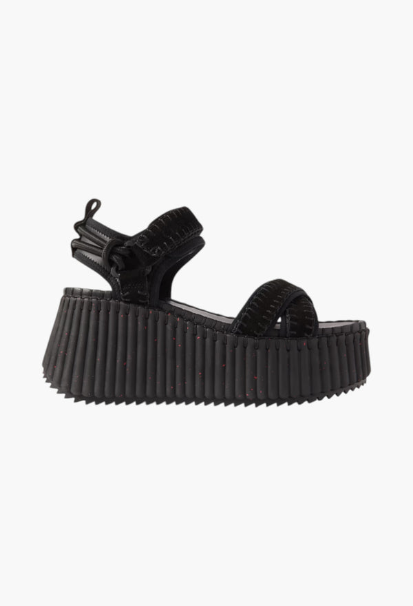 Black + NET SUSTAIN Nama Suede And Leather Platform Sandals