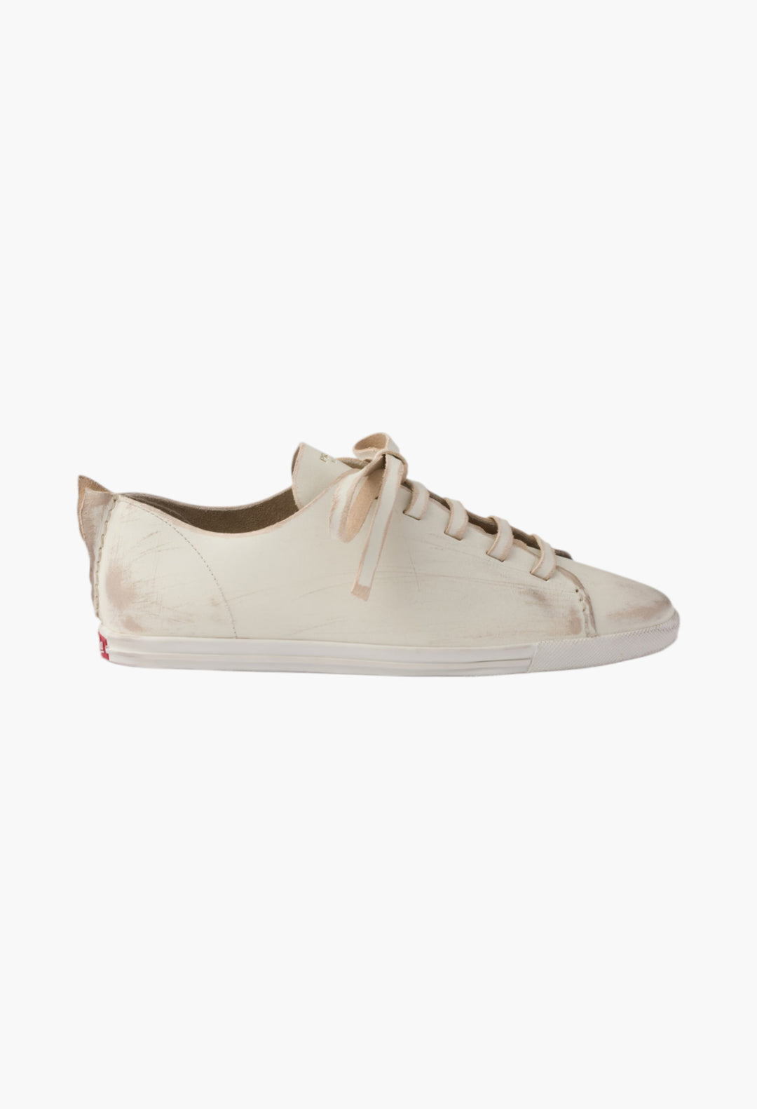 Chalk White - Antiqued Leather Sneakers - GLAM MODA