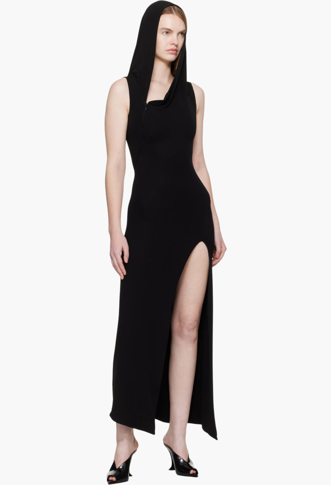 Black Hooded Sleeveless Maxi Dress Casual & Chic GLAM MODA Black Hooded Sleeveless Maxi Dress Casual & Chic GLAM MODA