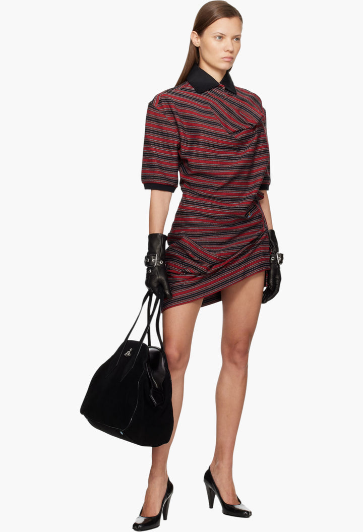 Red & Black Ming Polo Minidress - GLAM MODA