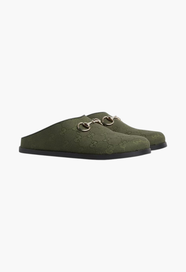 Dark Green GG Canvas - Women's Mule With Horsebit
