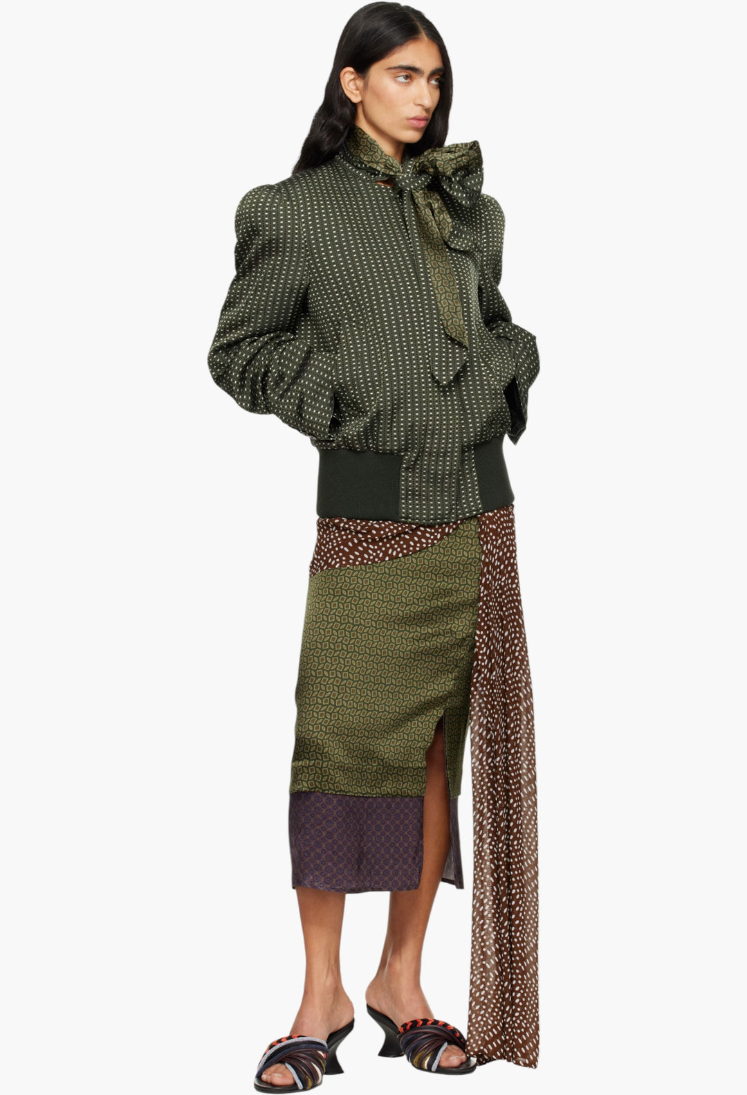 Khaki Jacquard Jacket - GLAM MODA
