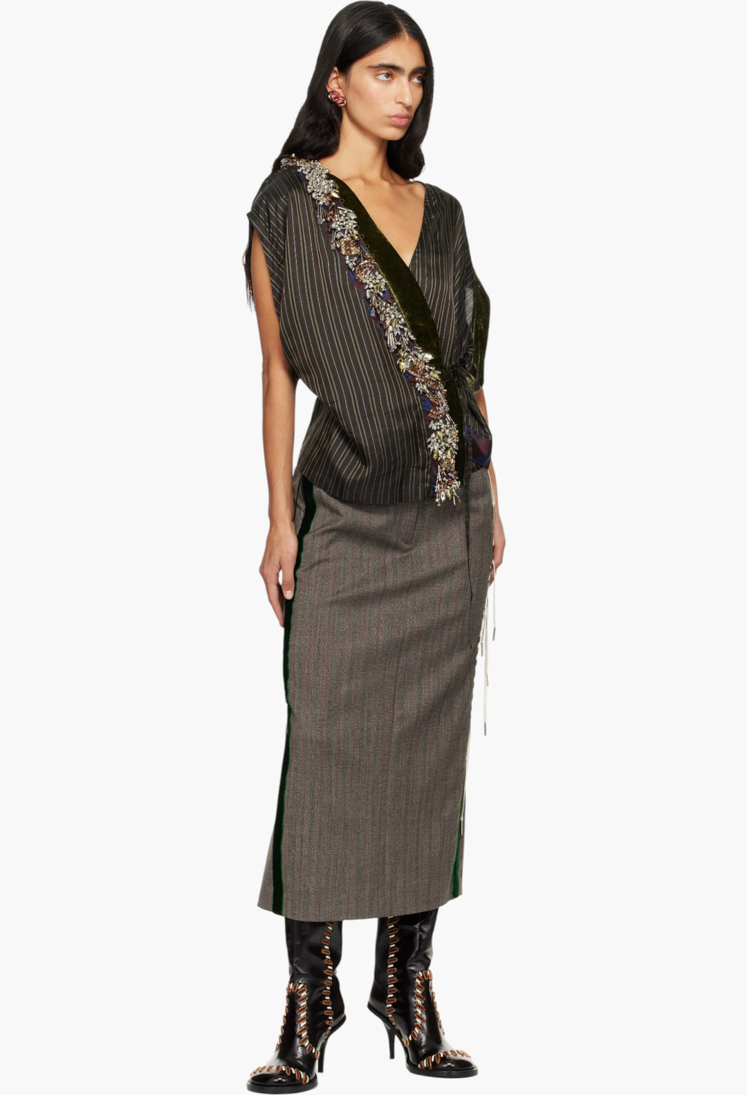 Brown Embellished Blouse - GLAM MODA