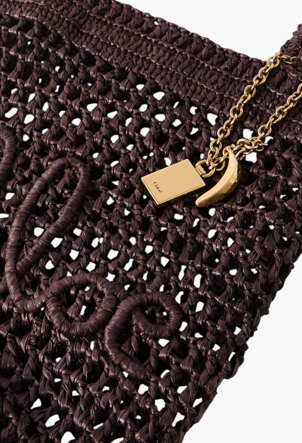 Summer Banana Embellished Embroidered Raffia Tote