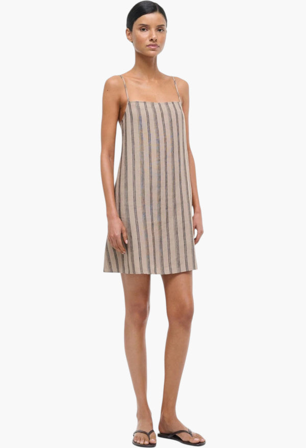 LAURA LINEN MINI DRESS SAHARA STRIPE
