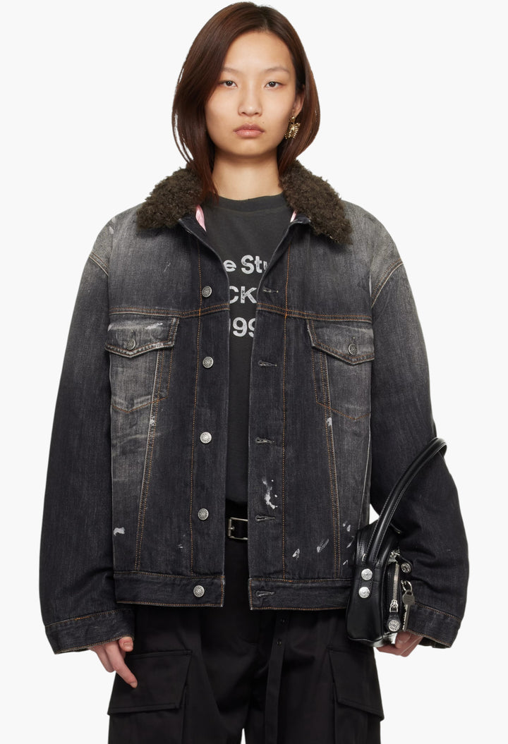 Black Lined Denim Jacket - GLAM MODA