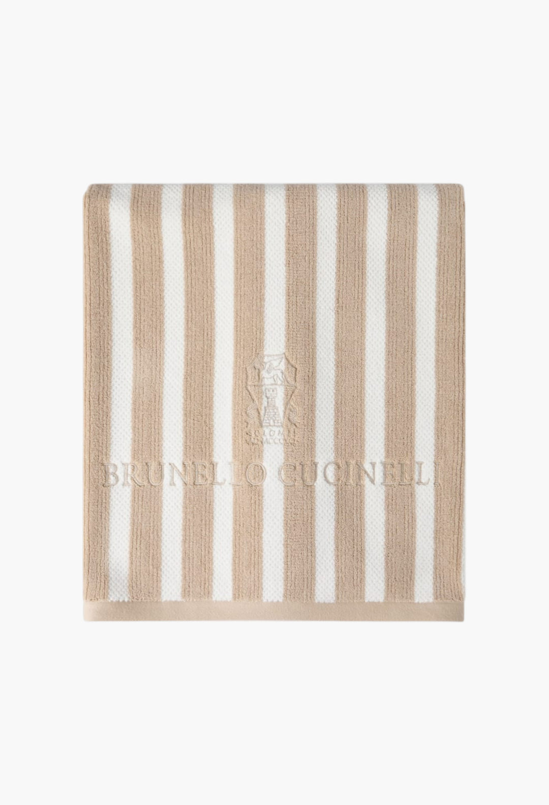 Striped Cotton Terrycloth Beach Towel With Embroidery - GLAM MODA