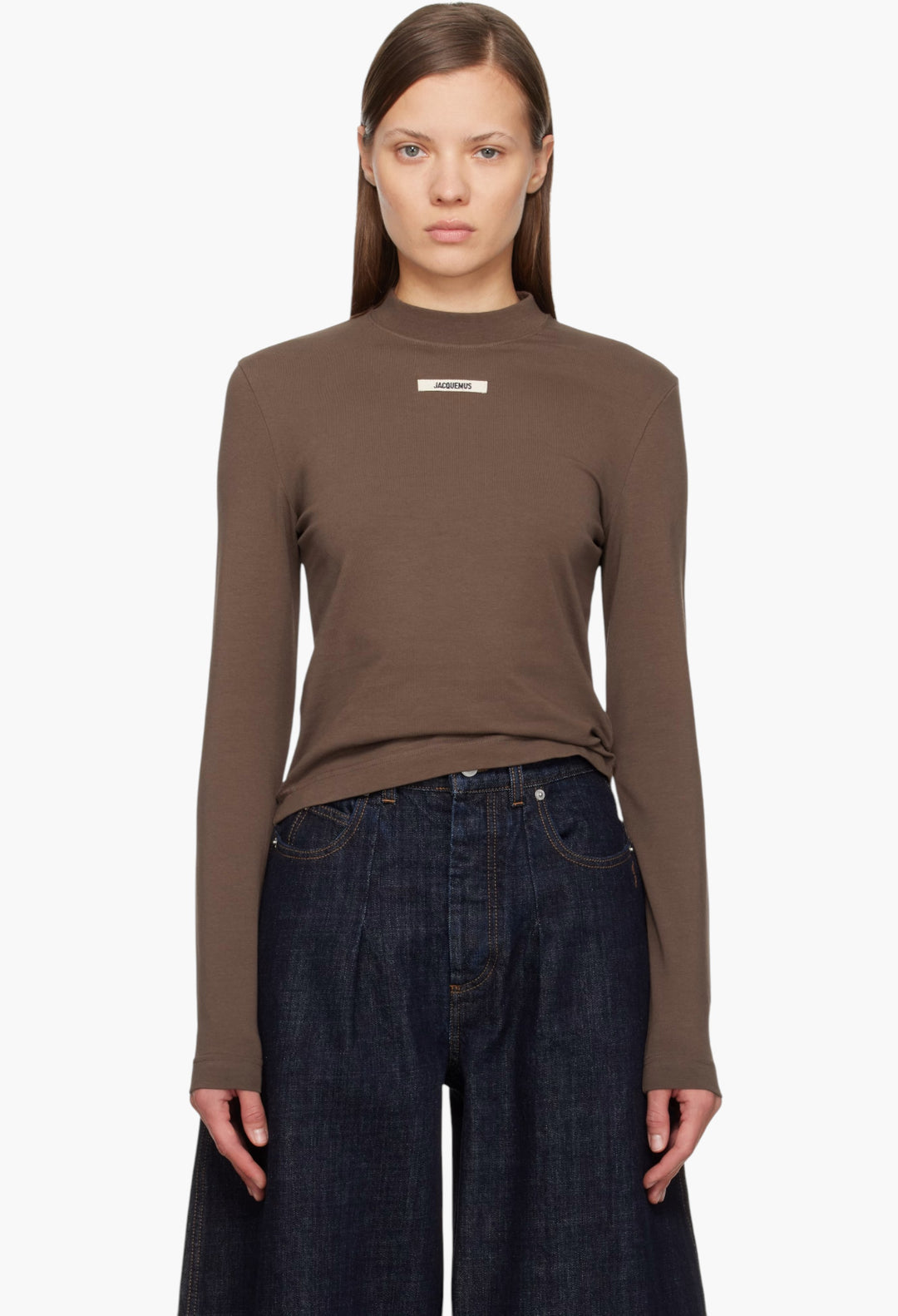 Brown 'The Gros Grain' Long-Sleeve T-Shirt - GLAM MODA