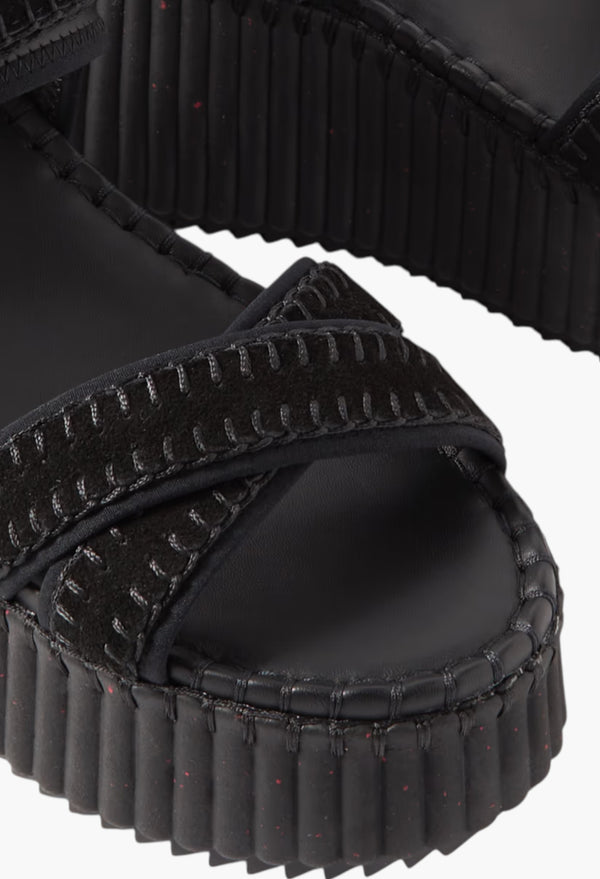 Black + NET SUSTAIN Nama Suede And Leather Platform Sandals