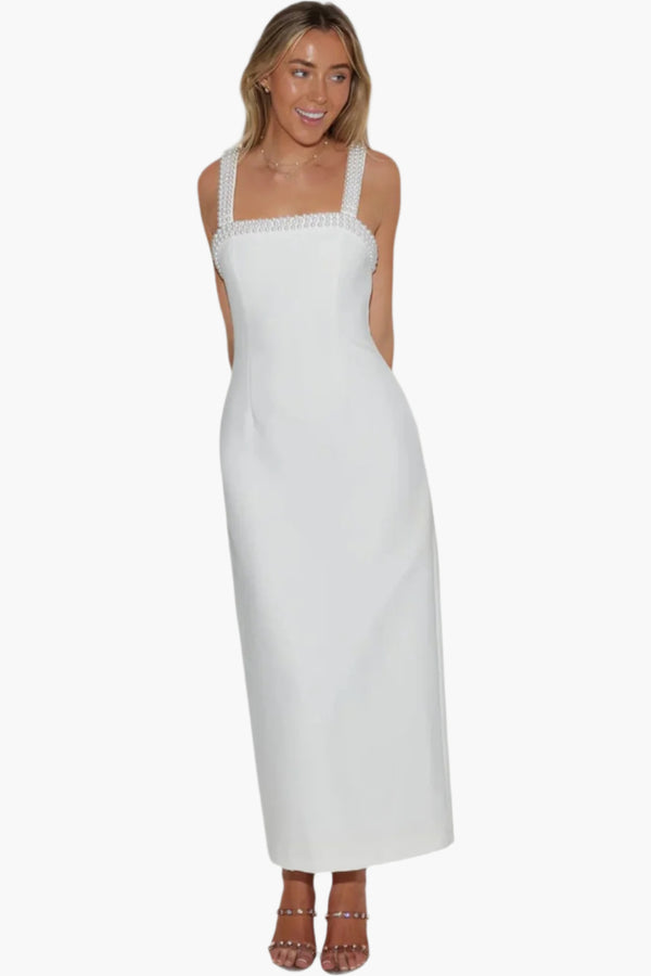 The Ultimate Muse Pearl Trim Midi Dress