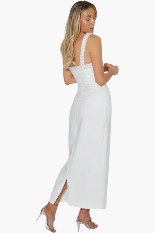 The Ultimate Muse Pearl Trim Midi Dress