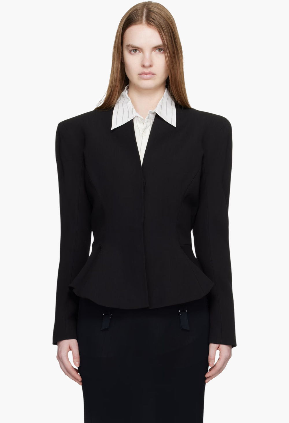 Black Flared Wool Jacket - GLAM MODA