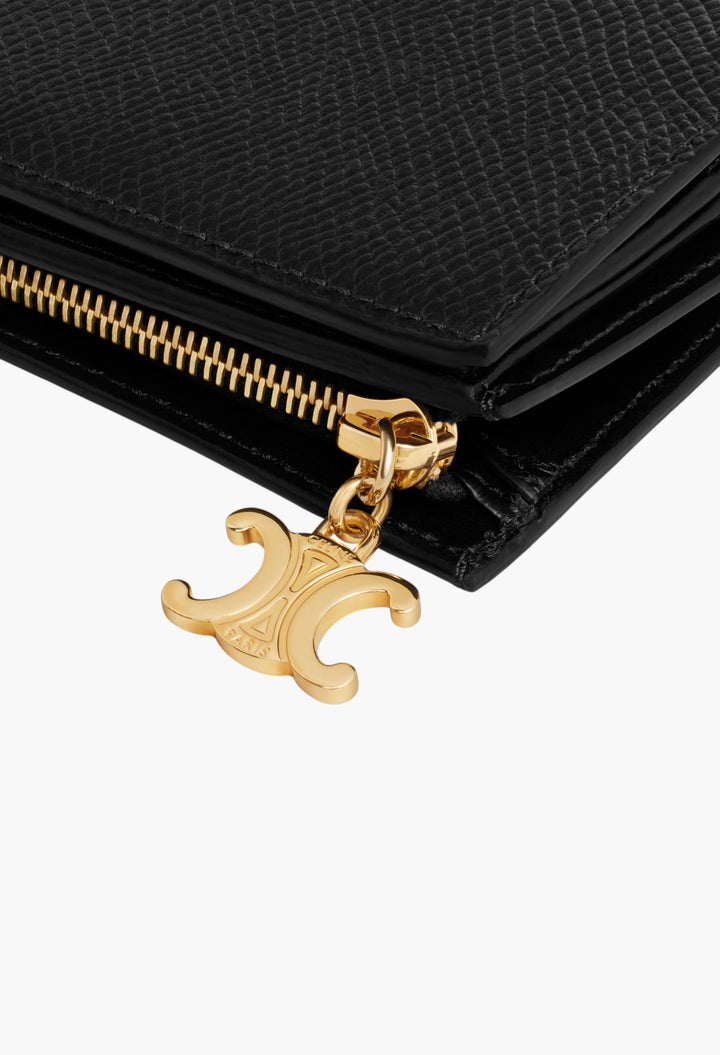 Compact Wallet Triomphe Charms In Grained Calfskin - GLAM MODA