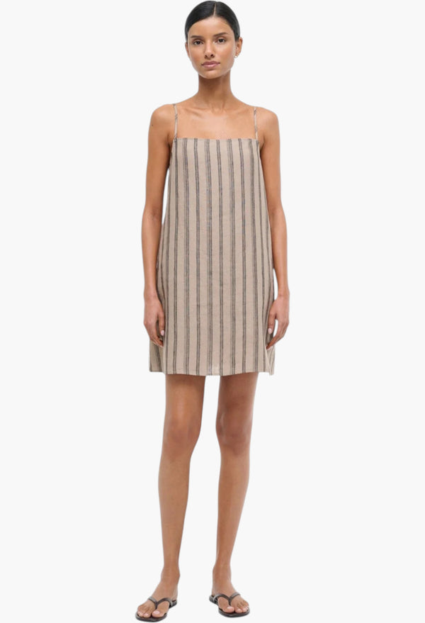 LAURA LINEN MINI DRESS SAHARA STRIPE