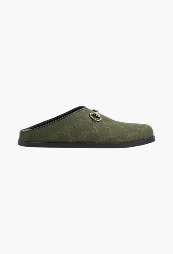 Dark Green GG Canvas - Women's Mule With Horsebit
