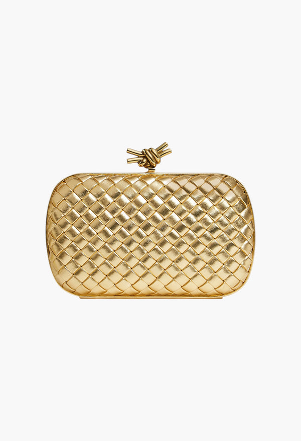 Knot Minaudière Clutch in Intreccio Mirror Leather