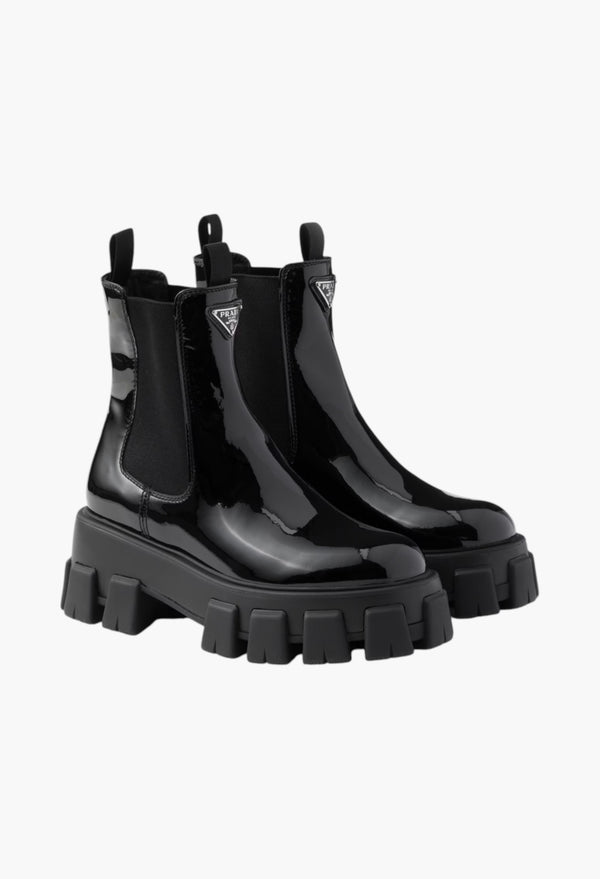 Black - Monolith Patent Leather Booties