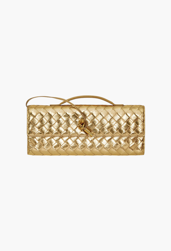 Andiamo Clutch in Intrecciato Mirror Leather