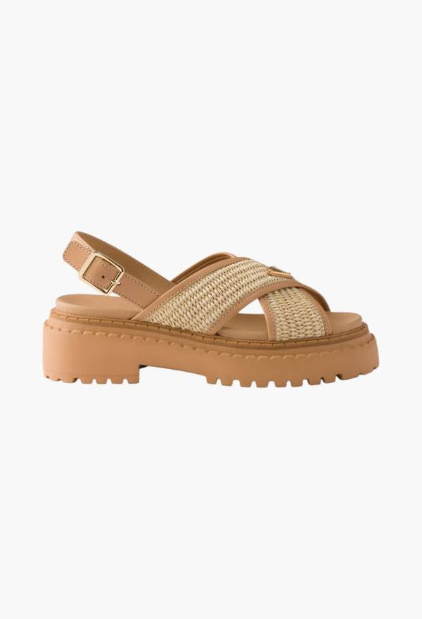 Beige - Crochet And Leather Sandals