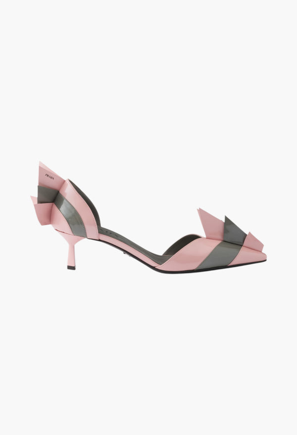 Orchid/Steel - Two-tone patent leather D'Orsay pumps