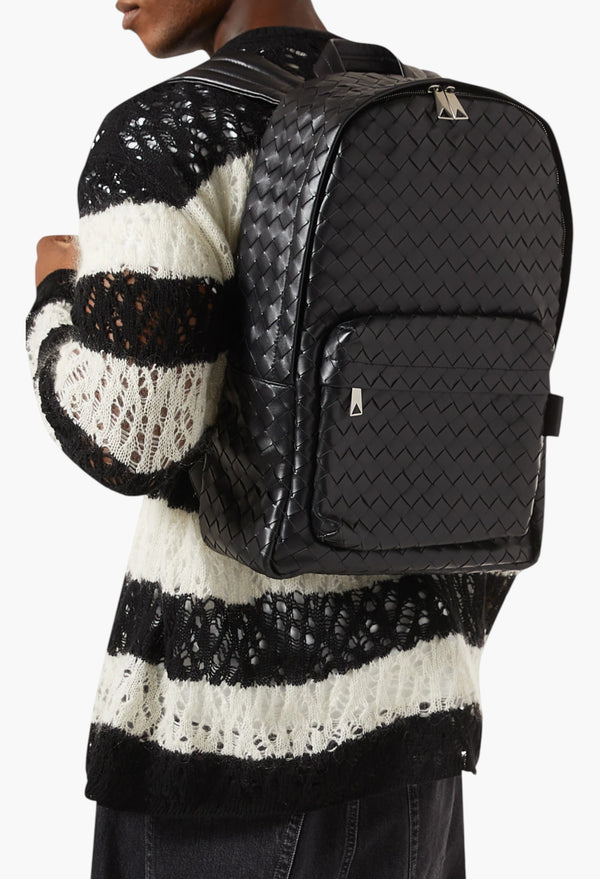 Unisex Medium Backpack in Intrecciato Leather