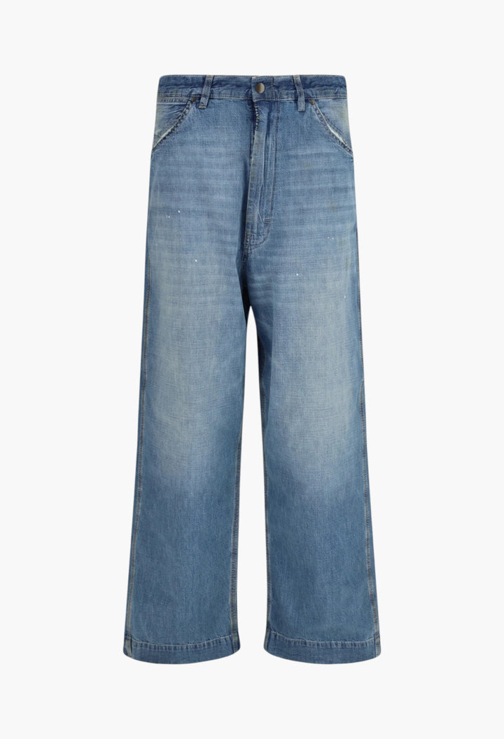 Patchwork-Detail Wide Leg Jeans - GLAM MODA