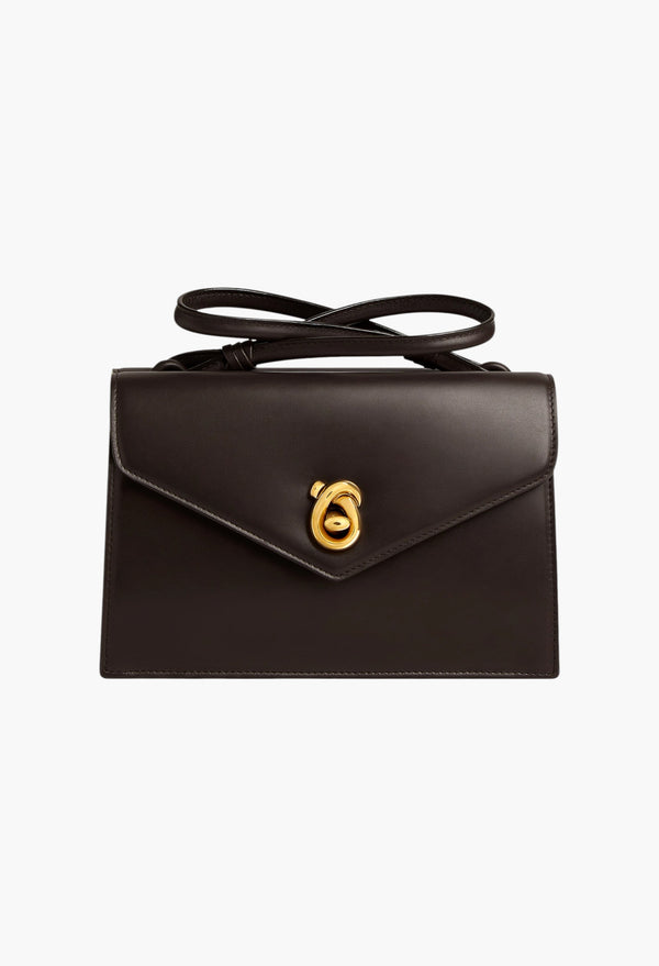Brown - Nodo Piano Shoulder Bag in Calfskin Leather