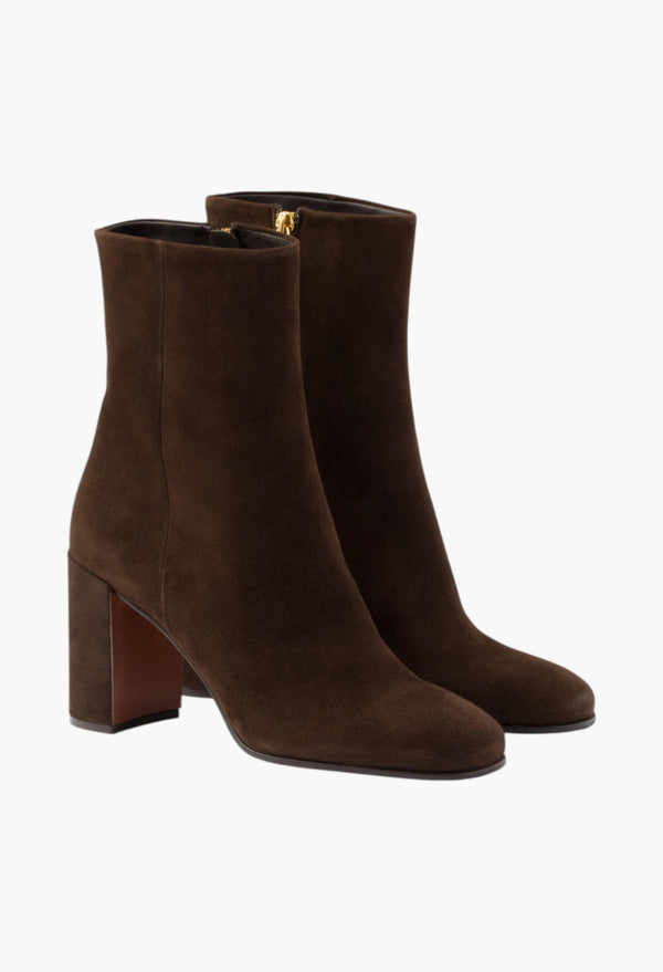 Dark Brown - Suede Booties
