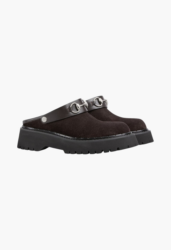 Black Suede - Women's Mule With Horsebit