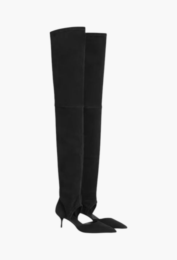 Black - High Boots In Stretch Suede