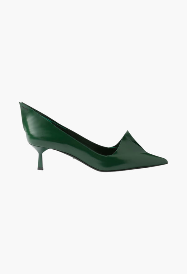 Fir Green - Brushed Leather Pumps