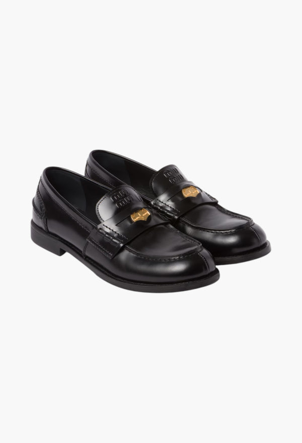 Black - Brushed Leather Penny Loafers