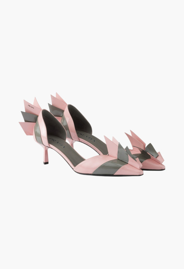 Orchid/Steel - Two-tone patent leather D'Orsay pumps