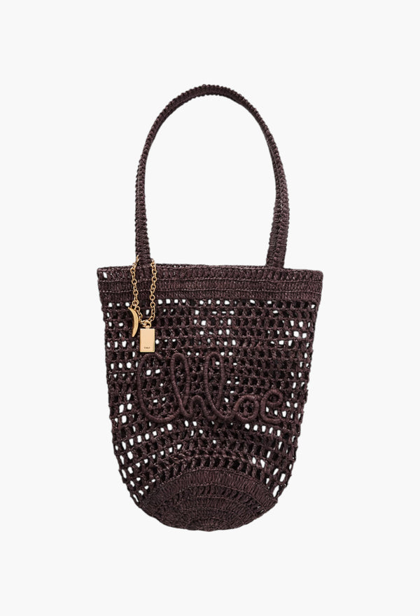 Summer Banana Embellished Embroidered Raffia Tote