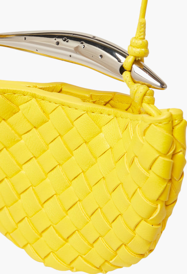 Yellow - Miniature Sardine Bag Charm in Intrecciato Leather