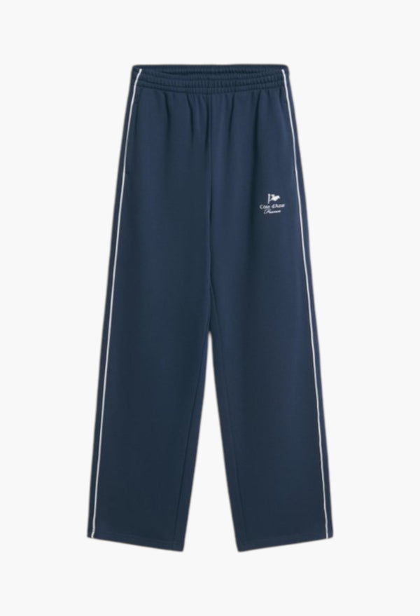 Dark Blue - Straight cut trousers with stripes