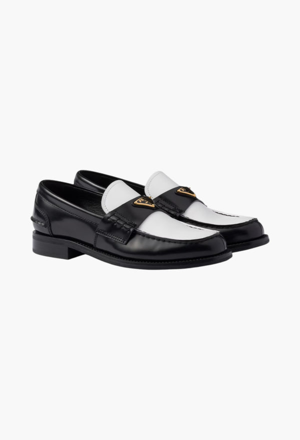 Black/White - Two-Tone Brushed Leather Loafers