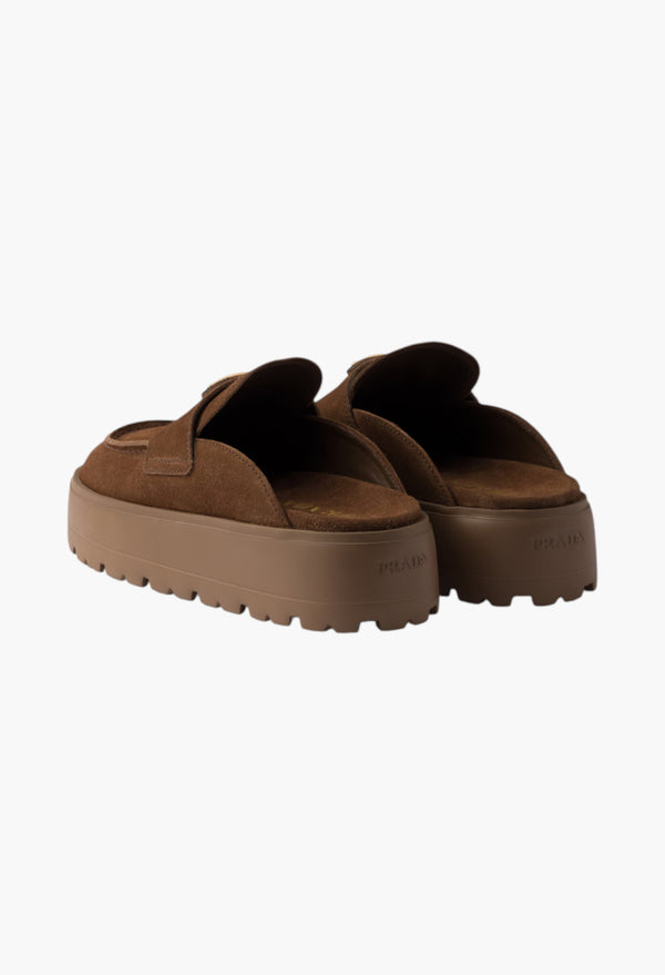 Cocoa Brown - Suede Flatform Mules