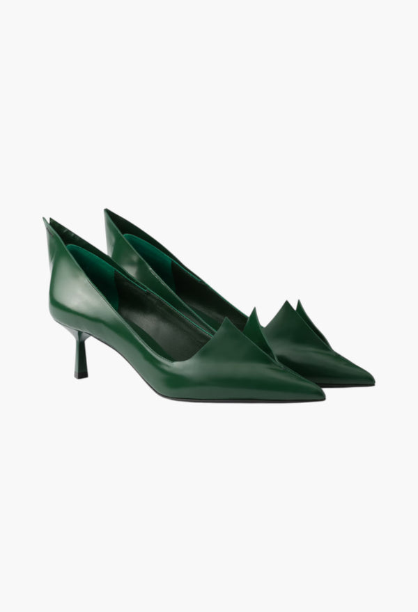 Fir Green - Brushed Leather Pumps