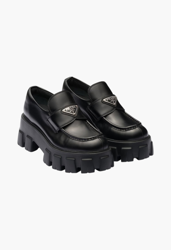 Black - Brushed Leather Monolith Loafers