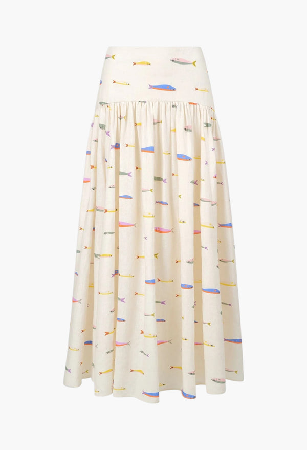Ivory - Procida Linen Skirt Pop Sardines