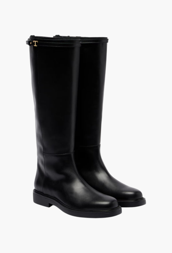 Leather knee-high boots
