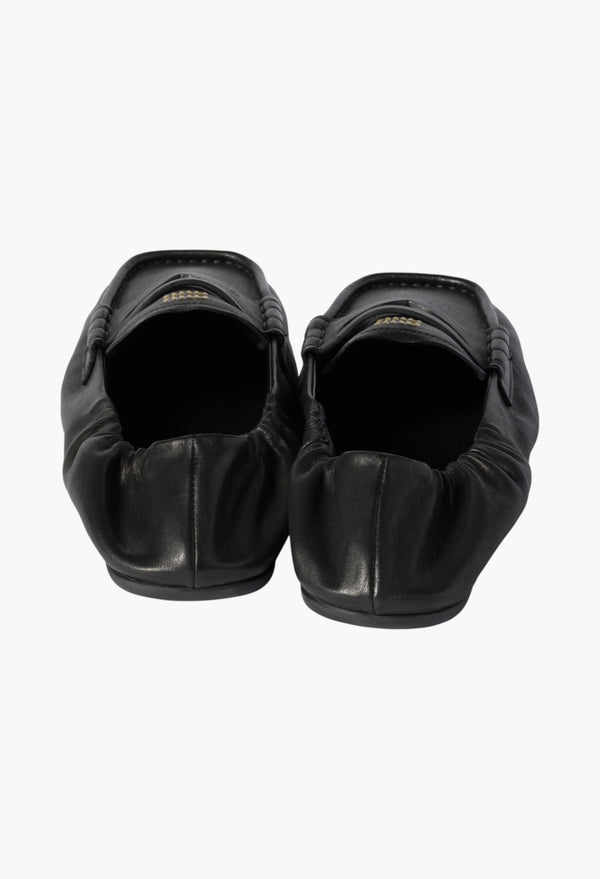Black - Ruches Nappa Leather Loafers