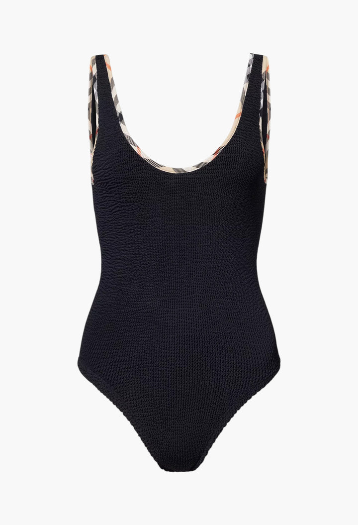Burberry X Hunza G Faye Check-Trim Swimsuit And Scrunchie Set - GLAM MODA