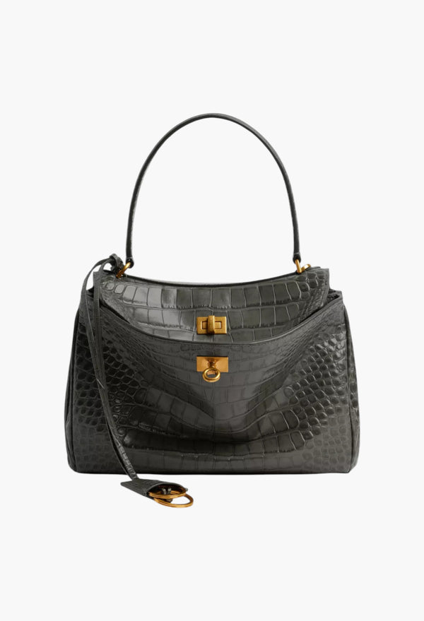 Small Rodeo Handbag in Croc-embossed Calfskin