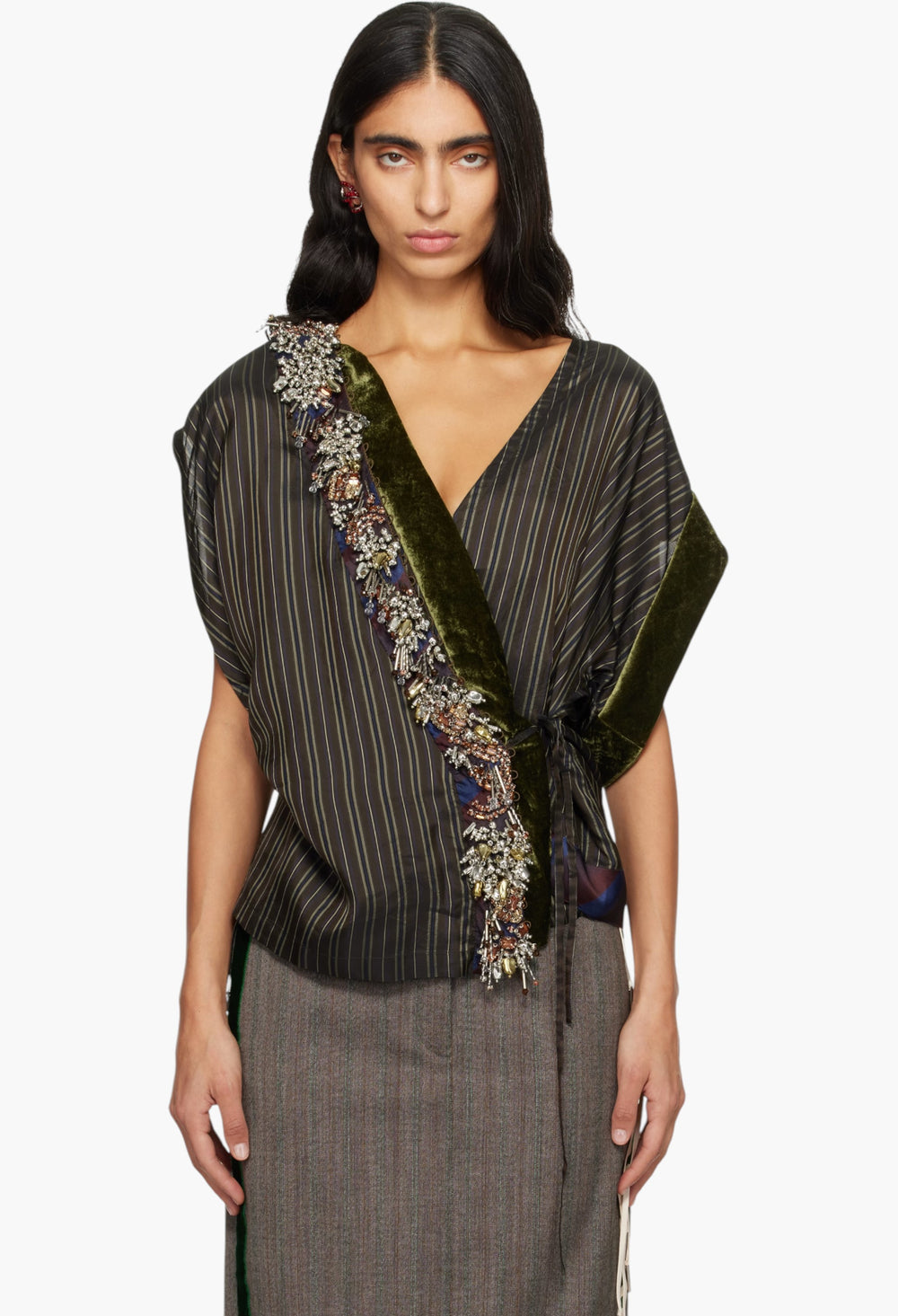 Brown Embellished Blouse - GLAM MODA