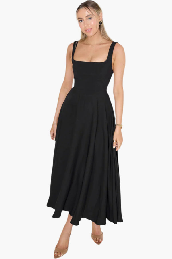 The Ultimate Muse High Waist Square Neck Midi Dress