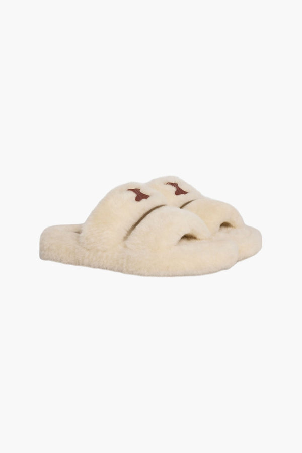 Fur Triomphe Open Slide in Shearling Slides