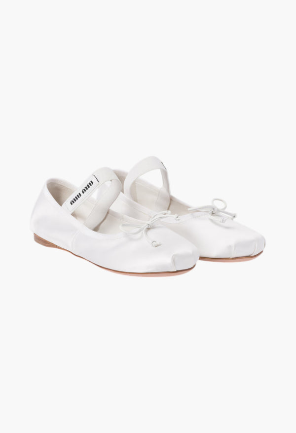 White - Satin Ballerinas